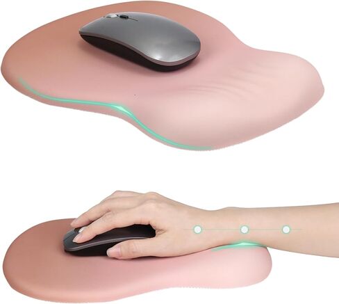 Ergonomic Wrist Rest with Mouse Pad, Mouse Pad with Comfortable Memory Foam Wrist Rest, Massage Design, Non-Slip Rubber Base, Made Easy Typing & Relieve Wrist Pain, Pink in Saudi Arabia