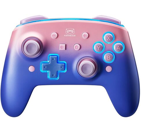 وحدة تحكم لاسلكية KENNEAS متوافقة مع Switch/OLED/Lite، 2 لوحة أمامية/8 ألوان LED/بطارية 850 مللي أمبير في الساعة/جيروسكوب 6 محاور/Turbo/زر قابل للبرمجة/وحدة تحكم احترافية بمحرك اهتزاز غامر للتبديل (وردي أرجواني) in Saudi Arabia