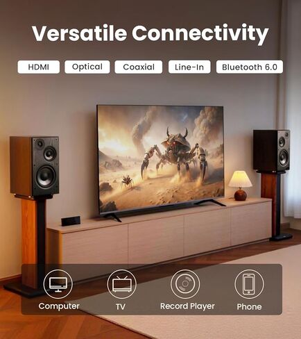 مكبرات صوت على رف الكتب تعمل بالطاقة من Edifier R2750DB MKII، شاشة استوديو نشطة ثلاثية الاتجاهات بقدرة 144 وات مع مخرج فرعي، صوت عالي الدقة، بلوتوث 6.0 مع LDAC، HDMI/بصري/محوري للقرص الدوار، الكمبيوتر الشخصي، الصوت المنزلي - الجوز in Kuwait