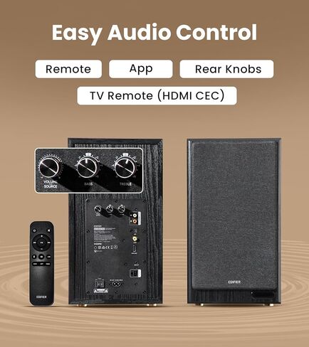 مكبرات صوت على رف الكتب تعمل بالطاقة من Edifier R2750DB MKII، شاشة استوديو نشطة ثلاثية الاتجاهات بقدرة 144 وات مع مخرج فرعي، صوت عالي الدقة، بلوتوث 6.0 مع LDAC، HDMI/بصري/محوري للقرص الدوار، الكمبيوتر الشخصي، الصوت المنزلي - الجوز in Kuwait