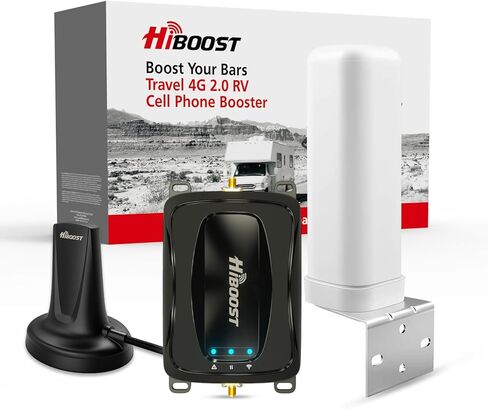 HiBoost RV Cell Phone Signal Booster|Travel 2.0 RV Booster Kit | Boost 4G & 5G LTE| for All U.S. Carriers-Verizon T-Mobile AT&T and More, RV Camper Camping Cell Signal Booster FCC Approved in Saudi Arabia