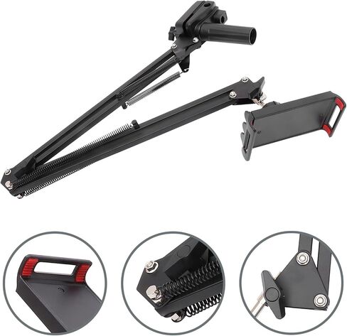 Foldable Aluminum Alloy Long Arm Phone and Tablet Holder with 360° Rotation, Bedside Mobile Stand with Large Base, Universal Clamp for Phones and Tablets in Saudi Arabia