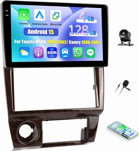 [4G+128G] راديو سيارة Android لسيارة Toyota Mark 1997-2002/ Camry 1996-2001 مع Carplay Android Auto 9 بوصة شاشة تعمل باللمس بلوتوث FM RDS/WiFi/GPS Navigation/SWC+AHD كاميرا احتياطية in Saudi Arabia