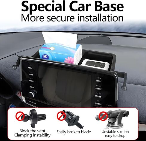 Car Phone Holder Center Console Organizer for Toyota Sienna 2021-2024【Not fit Sienna 2025】Accessories Navigation Screen Bracket Interior Decoration Mobile Cell Phone Mount with Dashboard Storage Box in Saudi Arabia