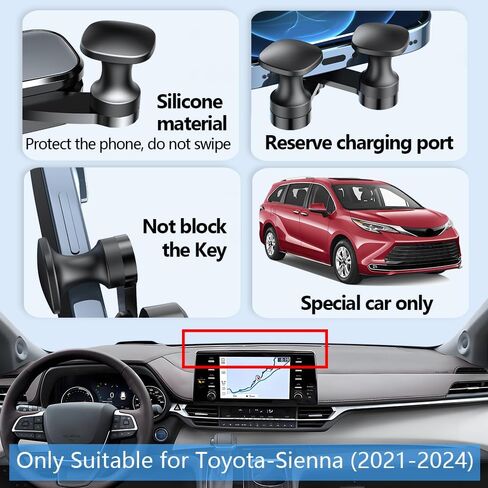 Car Phone Holder Center Console Organizer for Toyota Sienna 2021-2024【Not fit Sienna 2025】Accessories Navigation Screen Bracket Interior Decoration Mobile Cell Phone Mount with Dashboard Storage Box in Saudi Arabia