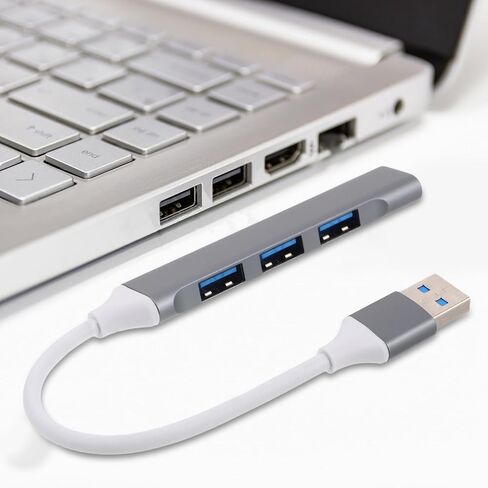 Zerodeko USB Hub متعدد المنافذ مع كابل موسع USB للكمبيوتر المحمول والكمبيوتر الشخصي لملحقات الكمبيوتر، رمادي داكن مع صندوق تغليف مناسب لاستخدام سطح المكتب والألعاب in Saudi Arabia