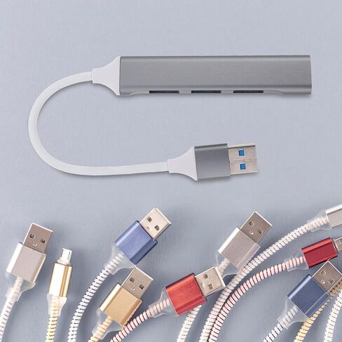 Zerodeko USB Hub متعدد المنافذ مع كابل موسع USB للكمبيوتر المحمول والكمبيوتر الشخصي لملحقات الكمبيوتر، رمادي داكن مع صندوق تغليف مناسب لاستخدام سطح المكتب والألعاب in Saudi Arabia