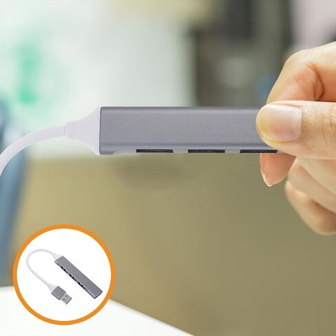 Zerodeko USB Hub متعدد المنافذ مع كابل موسع USB للكمبيوتر المحمول والكمبيوتر الشخصي لملحقات الكمبيوتر، رمادي داكن مع صندوق تغليف مناسب لاستخدام سطح المكتب والألعاب in Saudi Arabia
