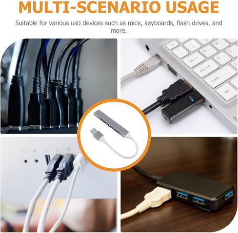 Zerodeko USB Hub متعدد المنافذ مع كابل موسع USB للكمبيوتر المحمول والكمبيوتر الشخصي لملحقات الكمبيوتر، رمادي داكن مع صندوق تغليف مناسب لاستخدام سطح المكتب والألعاب in Saudi Arabia