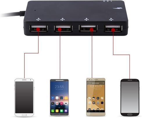 Brrnoo USB Hub، موزع منفذ USB مع كابل شحن USB2.0 OTG ومحول تمديد 4 منافذ Micro Hub للهواتف الذكية والكمبيوتر اللوحي in Saudi Arabia