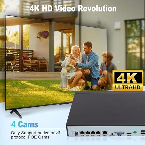 4 Channel Security DVR Recorder, 4CH Hybrid 4 in 1 CCTV DVR for 4K 5MP 4MP 3MP 1080P IP Camera, DVR for Security Camera Home System, Mobile APP (US Plug) in Kuwait