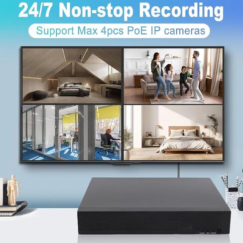 4 Channel Security DVR Recorder, 4CH Hybrid 4 in 1 CCTV DVR for 4K 5MP 4MP 3MP 1080P IP Camera, DVR for Security Camera Home System, Mobile APP (US Plug) in Kuwait