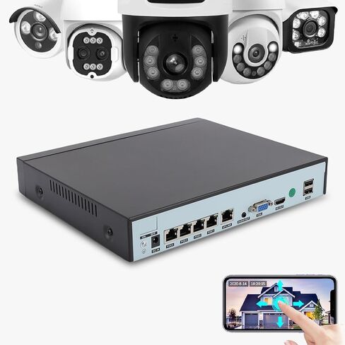 4 Channel Security DVR Recorder, 4CH Hybrid 4 in 1 CCTV DVR for 4K 5MP 4MP 3MP 1080P IP Camera, DVR for Security Camera Home System, Mobile APP (US Plug) in Kuwait
