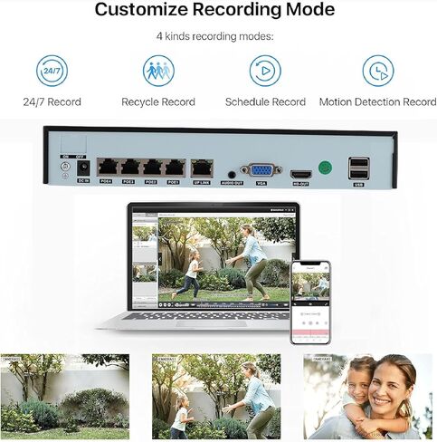 4 Channel Security DVR Recorder, 4CH Hybrid 4 in 1 CCTV DVR for 4K 5MP 4MP 3MP 1080P IP Camera, DVR for Security Camera Home System, Mobile APP (US Plug) in Kuwait