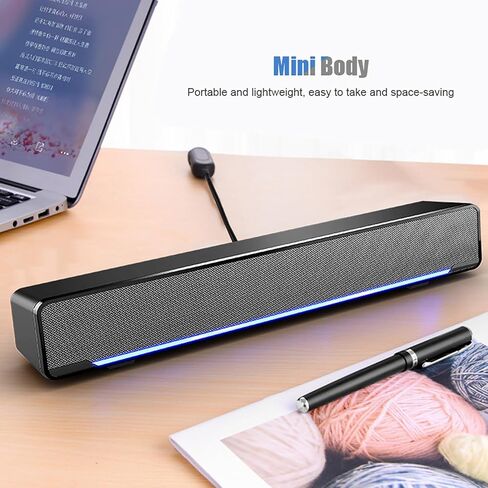صوت Greensen، مكبرات صوت تعمل بمنفذ USB مع تقنية Bass، صوت ستيريو ثلاثي الأبعاد لأجهزة الكمبيوتر المحمول والهواتف الذكية والكمبيوتر اللوحي (أسود) in Kuwait