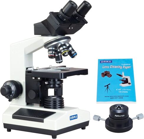 OMAX 40X-1600X مجهر ثنائي العينين مع مكثف Darkfield الجاف + ورق تنظيف العدسات in Kuwait