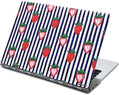 غلاف كمبيوتر محمول من Skinit متوافق مع شاشة اللمس Yoga 910 2 في 1 مقاس 14 بوصة - تصميم فراولة وخطوط مصمم في الأصل in Saudi Arabia