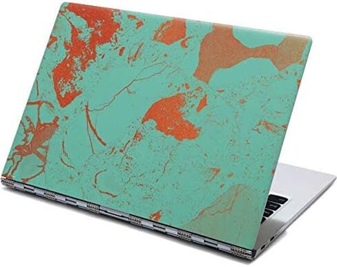 ملصق Skinit للكمبيوتر المحمول متوافق مع شاشة اللمس Yoga 910 2 في 1 مقاس 14 بوصة - سكينيت مرخصة رسميًا ومصممة في الأصل بتصميم رخامي باللون الفيروزي والبرتقالي in Kuwait