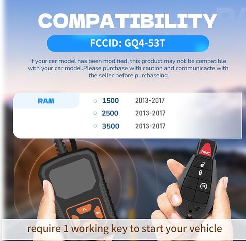 مفتاح فوب طقم استبدال عن بعد يناسب دودج رام 1500/2500/3500 2013 2014 2015 2016 2017 GQ4-53T دخول بدون مفتاح التحكم عن بعد in Kuwait