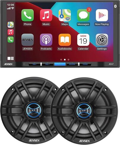 JENSEN J1CA7 7-inch Certified Apple CarPlay Android Auto Double DIN Car Stereo & JS62 2-Way 6.5 inch Car Speakers in Saudi Arabia
