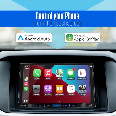 JENSEN J1CA7 7-inch Certified Apple CarPlay Android Auto Double DIN Car Stereo & JS62 2-Way 6.5 inch Car Speakers in Saudi Arabia