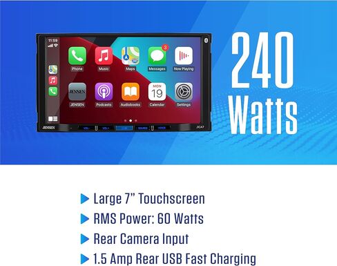 JENSEN J1CA7 7-inch Certified Apple CarPlay Android Auto Double DIN Car Stereo & JS62 2-Way 6.5 inch Car Speakers in Saudi Arabia