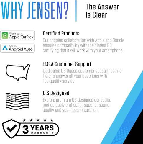 JENSEN J1CA7 7-inch Certified Apple CarPlay Android Auto Double DIN Car Stereo & JS62 2-Way 6.5 inch Car Speakers in Saudi Arabia