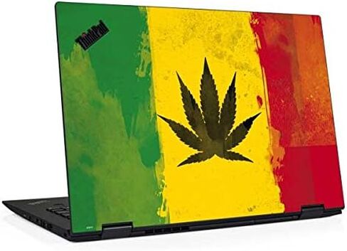 Skinit Decal Laptop Skin Compatible with Thinkpad X1 Yoga (3rd Gen 2018) - Originally Designed Marijuana Rasta Distressed Design in Saudi Arabia