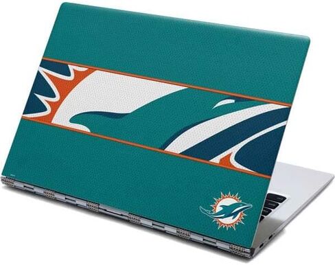 ملصق Skinit للكمبيوتر المحمول متوافق مع شاشة اللمس Yoga 910 2 في 1 14 بوصة - تصميم بلوك منطقة NFL Miami Dolphins Zone المرخص رسميًا in Saudi Arabia