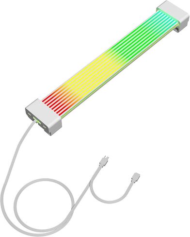 ARGB Lighting Strip, 8 Pin to 2x8Pin Cable Motherboard Extension Kit, 260mm 5V ARGB Lighting Sync Cable Extensions with Wire Combs, for Motherboard Graphics Card (White Head) in Saudi Arabia