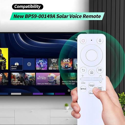 New BP59-00149A Solar Voice Remote Replacement for Samsung Freestyle Portable Projector & QLED Smart Monitor TV with Voice Search, Samsung BN59-01432A BN59-01432D BN59-01455E TV Remote Controller in Saudi Arabia
