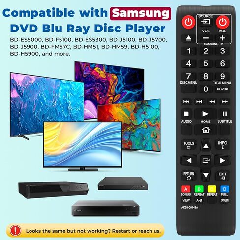 استبدال AK59-00149A Samsung DVD جهاز التحكم عن بعد لمشغل أقراص DVD Blu Ray DVD BD-J5700 BD-J5100 BD-ES5000 BD-ES5300 BD-F5100 BD-FM57C BD-HM5، لا حاجة للإعداد in Kuwait