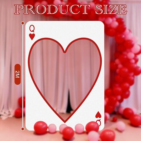 2m Large Valentine's Day Photo Booth Props Party Decoration Stand Poker Player Cards Backdrop Red Heart Cutout Valentine's Day Background for Photoshoot Wedding Birthday Bridal Shower in Saudi Arabia