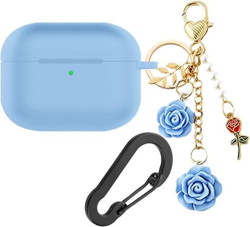 حافظة لجهاز Airpods Pro 3 مع سلسلة مفاتيح لطيفة، غطاء واقٍ من السيليكون المقاوم للصدمات زهور ساحرة لجهاز Apple Airpod Pro الجيل الثالث حافظة لشحن سماعات الرأس للنساء والفتيات (أحمر) in Kuwait