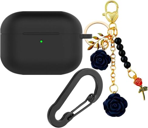 حافظة لجهاز Airpods Pro 3 مع سلسلة مفاتيح لطيفة، غطاء واقٍ من السيليكون المقاوم للصدمات زهور ساحرة لجهاز Apple Airpod Pro الجيل الثالث حافظة لشحن سماعات الرأس للنساء والفتيات (أحمر) in Kuwait