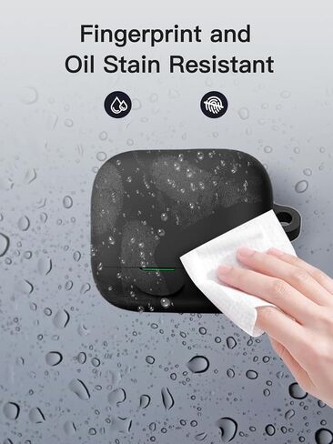 حافظة لجهاز EarFun Air Pro 4+ مع مجموعة منظف، سيليكون ناعم مع سلسلة مفاتيح وحبل قصير، حافظة حماية كاملة للرجال والنساء - أسود in Kuwait