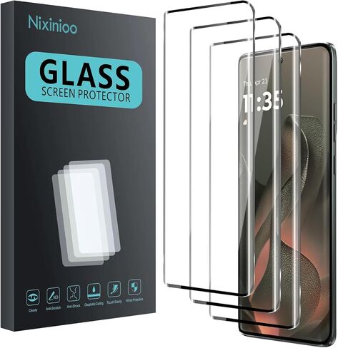 3 Pack Tempered Glass Screen Protector for Motorola Moto Edge 2025, Anti-Fingerprint, 9H Hardness, Scratch Resistant, 3D Curved Tempered Glass Film, HD Clear in Saudi Arabia