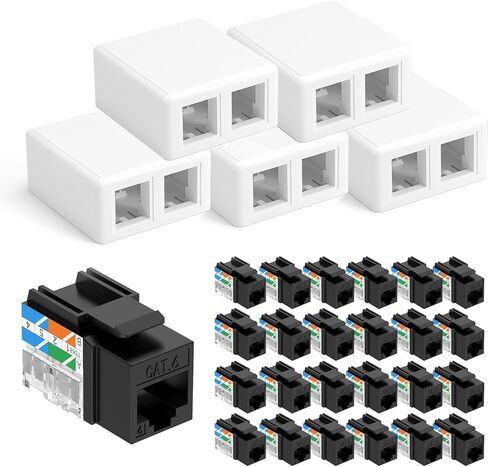 VCE UL مدرج Cat6 RJ45 Keystone Jack Insert أسود 25 حزمة مع Keystone Jack Surface Mount Box 2-Port White 5-Pack in Saudi Arabia