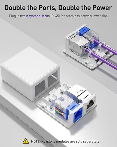 VCE UL مدرج Cat6 RJ45 Keystone Jack Insert أسود 25 حزمة مع Keystone Jack Surface Mount Box 2-Port White 5-Pack in Saudi Arabia