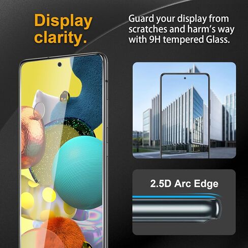 3 Pack Tempered Glass Screen Protector for Samsung Galaxy A53/A52/A52s/A51, Anti-Fingerprint, 9H Hardness, Scratch Resistant, Easy to install, Bubble Free in Saudi Arabia