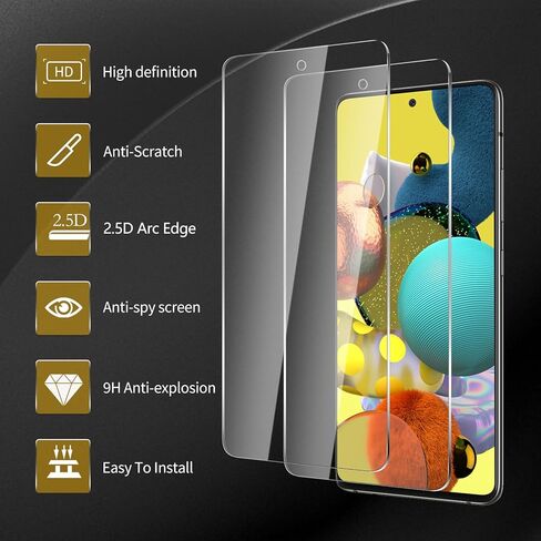 3 Pack Tempered Glass Screen Protector for Samsung Galaxy A53/A52/A52s/A51, Anti-Fingerprint, 9H Hardness, Scratch Resistant, Easy to install, Bubble Free in Saudi Arabia