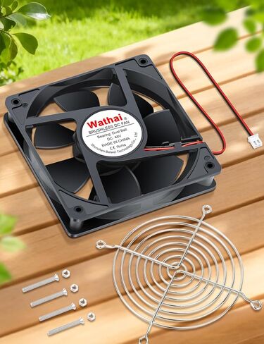 Wathai 1225 48V 120mm DC مروحة تبريد بدون فرشاة كرة مزدوجة 2 دبوس 120x120x25mm للخوادم، NAS، المكونات الإلكترونية in Saudi Arabia