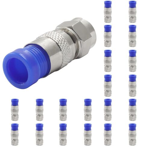 Piutouyar 20 Pcs RG6 Compression Connectors, Blue F Type Coaxial Cable Connector Coax Adapter RG6 Compression Fitting in Saudi Arabia