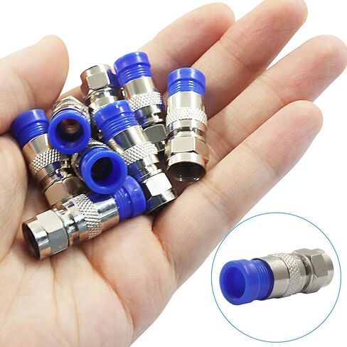 Piutouyar 20 Pcs RG6 Compression Connectors, Blue F Type Coaxial Cable Connector Coax Adapter RG6 Compression Fitting in Saudi Arabia