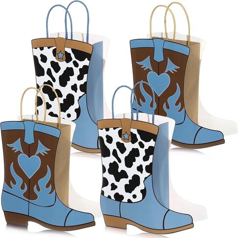 16 PCS Cowboy Cowgirl Boots Paper Paper Forms Western Form Party Favors Wild West Girls Kraft Bags Bachelorette موضوع آخر Rodeo Party Supplies Cowgirl Favors (Brown ، Classic) in Saudi Arabia