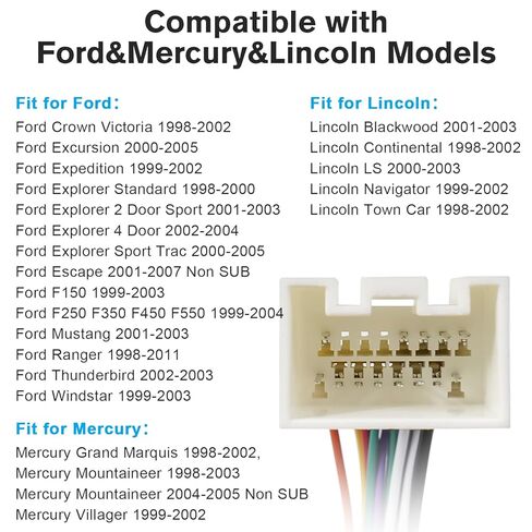 Stereo Wiring Harness Compatible with Ford F150 F250 Ranger Explorer Escape Mustang Radio Harness Adapter,16Pin Car Audio Video Wire Butts Connector for Lincoln Mercury Grand Marquis in Saudi Arabia