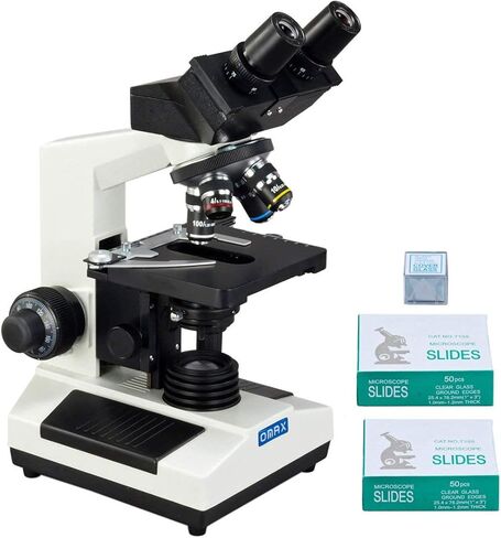 OMAX 40X-1000X Compound Binocular Microscope with Blank Glass Slides and Cover Slips in Saudi Arabia