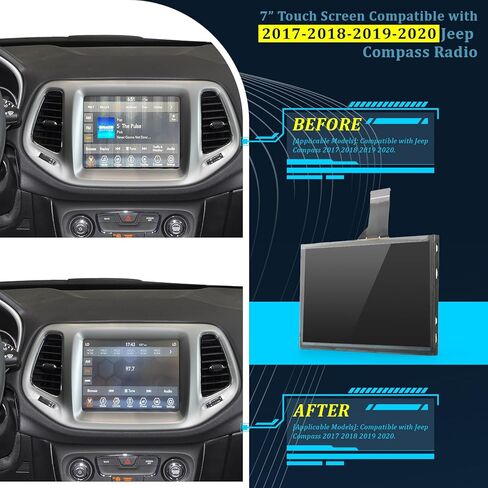 for 7" Uconnect Touch Screen for Jeep Compass 2017 2018 2019 2020 Radio Navigation Display Digitizer TD0-WXGA0700K00057-V1/TDO-WXGA0700K00033-V2 Accessories Replacement with Repair Tools in Saudi Arabia