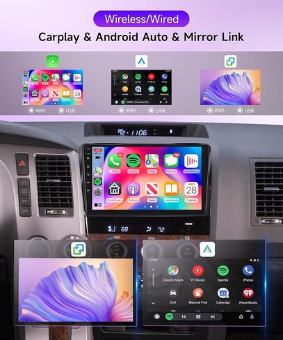 4Core 4G+64G Android 13 راديو ستيريو للسيارة Toyota Tundra 2007-2013 لسيارة Toyota Sequoia 2008-2018، Rimoody Wireless Carplay Android auto GPS WiFi 10.1 بوصة شاشة تعمل باللمس بلوتوث FM/RDS كاميرا احتياطية in Saudi Arabia