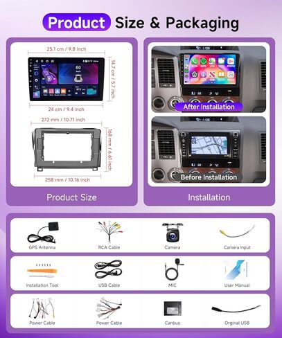 4Core 4G+64G Android 13 راديو ستيريو للسيارة Toyota Tundra 2007-2013 لسيارة Toyota Sequoia 2008-2018، Rimoody Wireless Carplay Android auto GPS WiFi 10.1 بوصة شاشة تعمل باللمس بلوتوث FM/RDS كاميرا احتياطية in Saudi Arabia